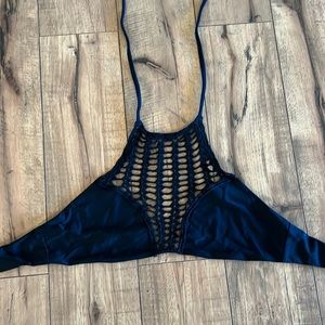 Black crotchet bikini top